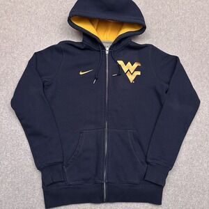Nike West Virginia Mountaineers Hoodie Womens Large Blue Full Zip‎ Fleece WVU